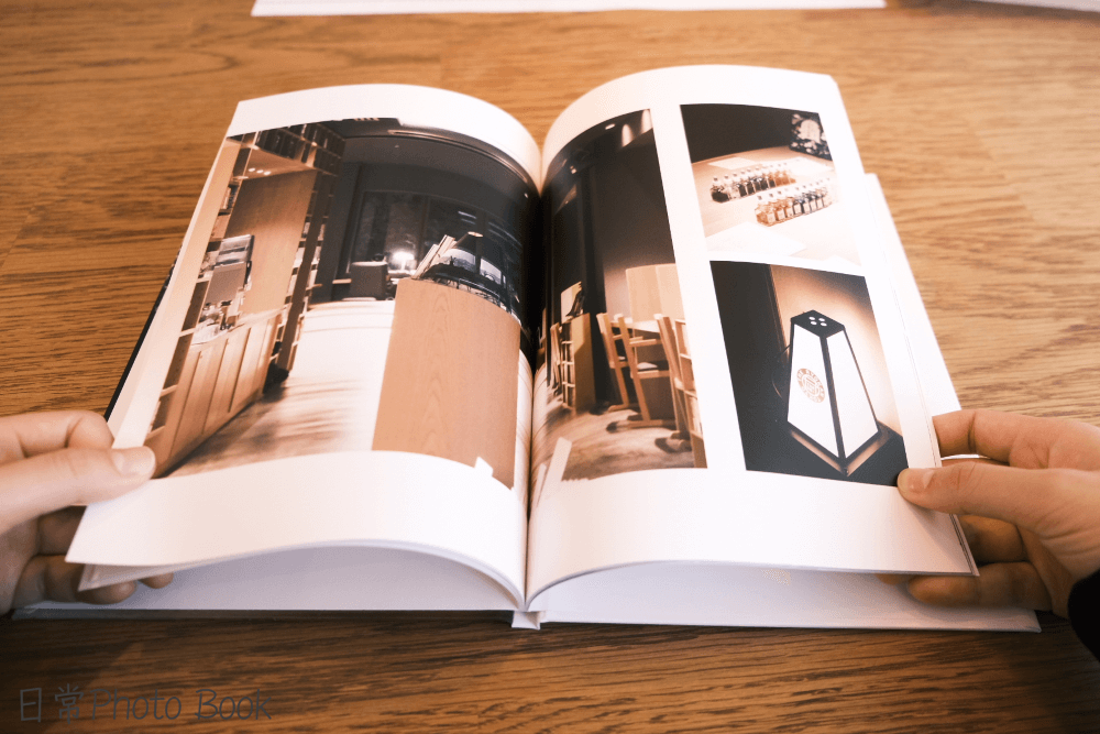 無線綴じの真ん中が潰れている画像